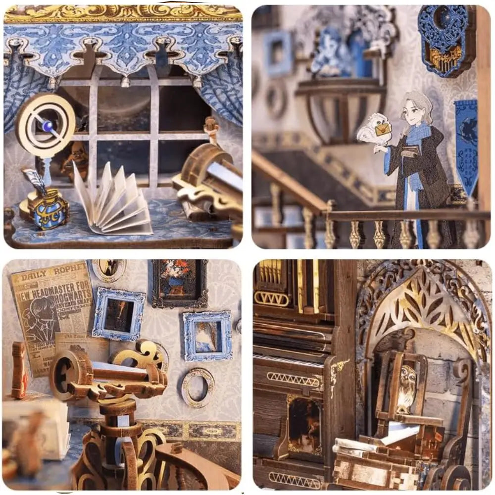 Collage of detailed miniature scenes with intricate designs and characters.