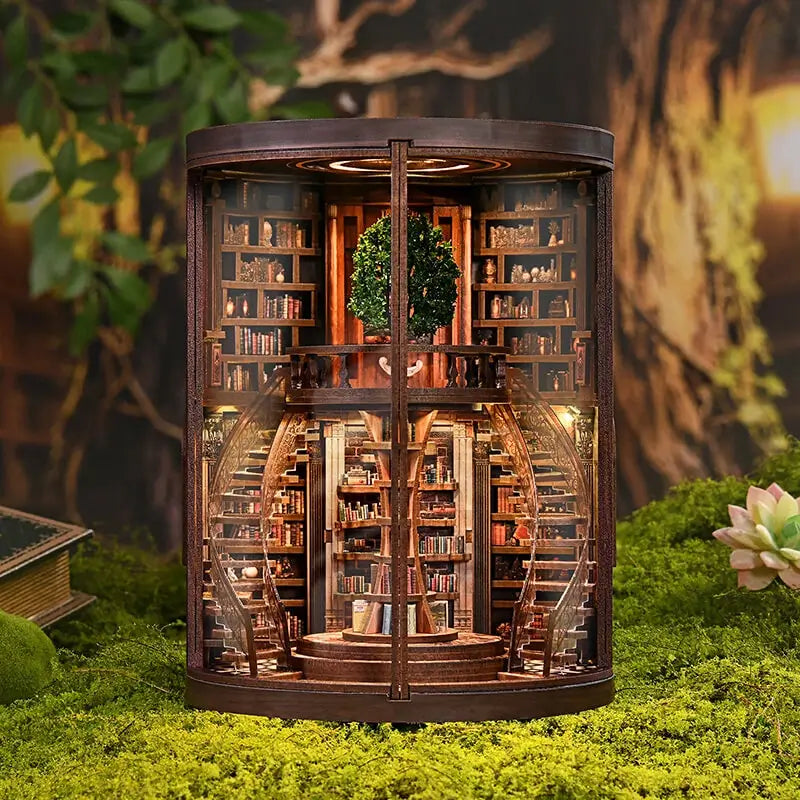 Wisdom Library DIY Book Nook Kit Grand Circular Miniature Library Hall ...