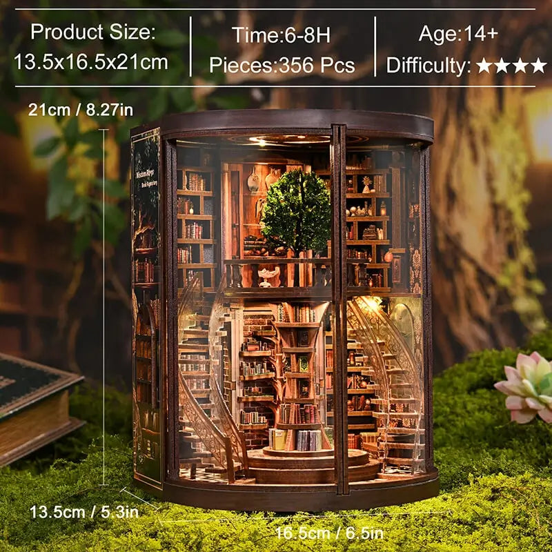 Wisdom Library DIY Book Nook Kit Grand Circular Miniature Library Hall ...