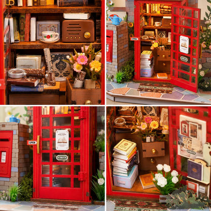 Blossom Corner DIY Book Nook displayed in a classic English library interior