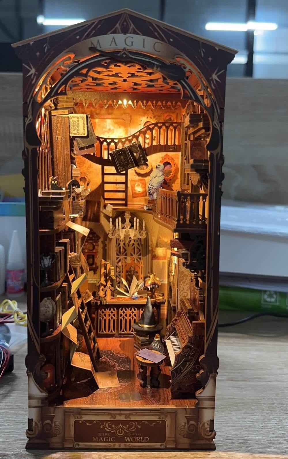 NookTales Enchanted Book Nook – LED Wizard Library Diorama Kit