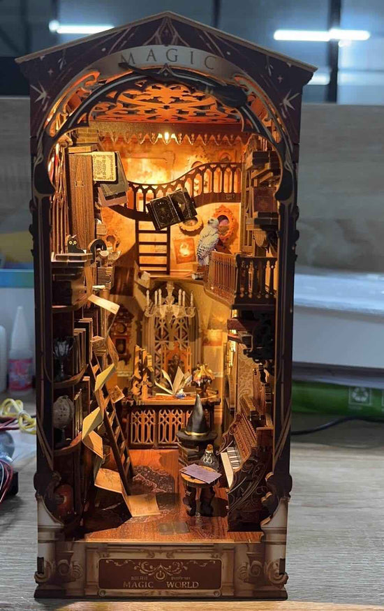 NookTales Enchanted Book Nook – LED Wizard Library Diorama Kit