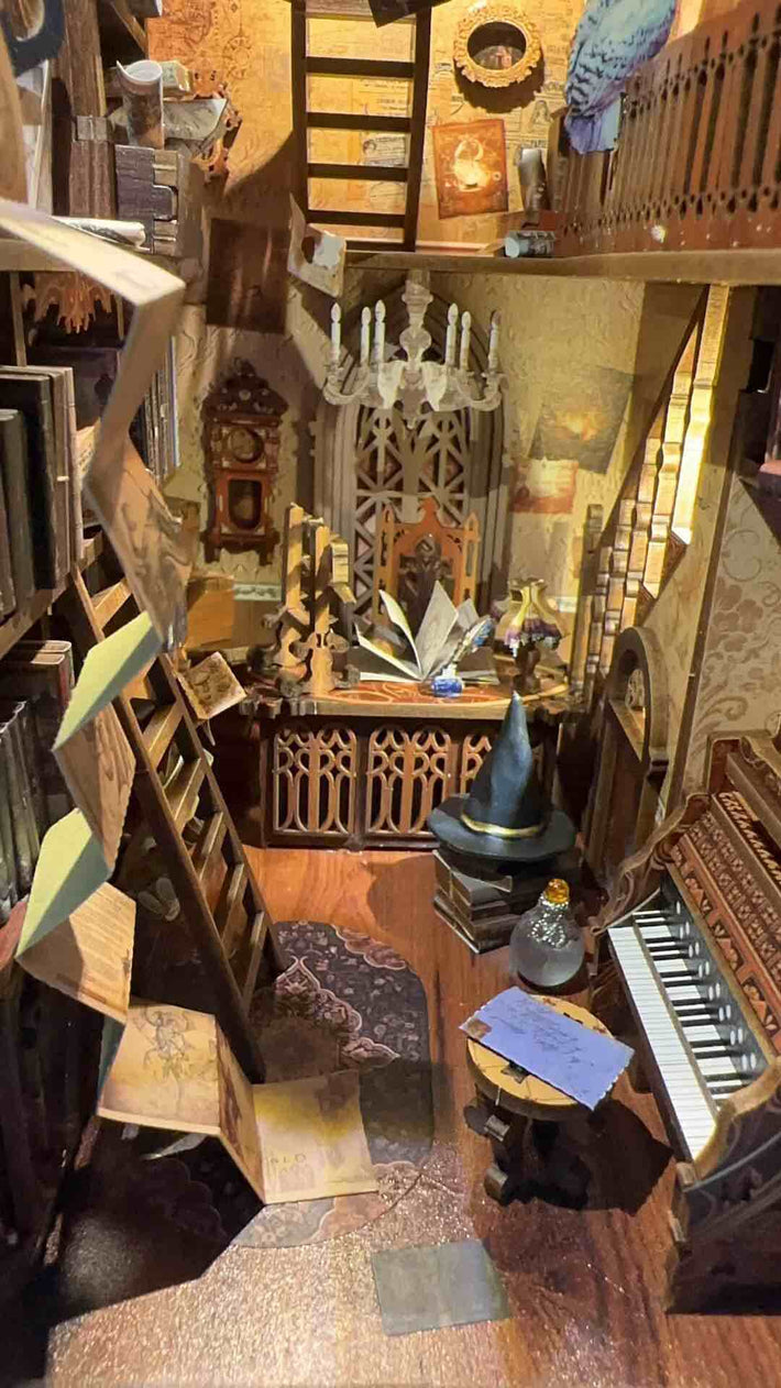 NookTales Enchanted Book Nook – LED Wizard Library Diorama Kit
