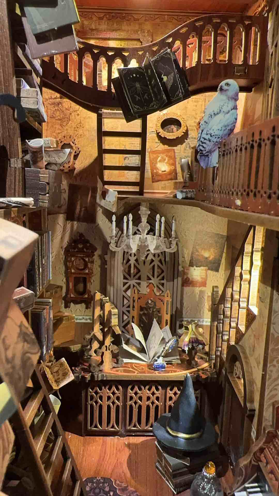 NookTales Enchanted Book Nook – LED Wizard Library Diorama Kit