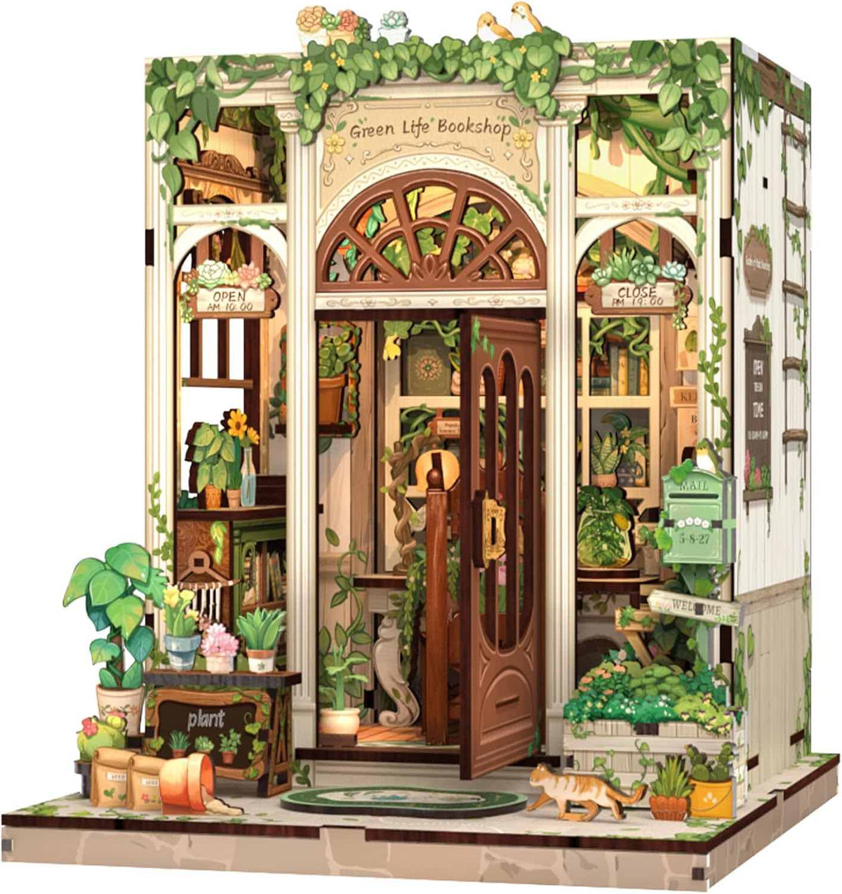 Miniature Green Bookshop DIY Kit | NookTales Book Nook for Book Lovers