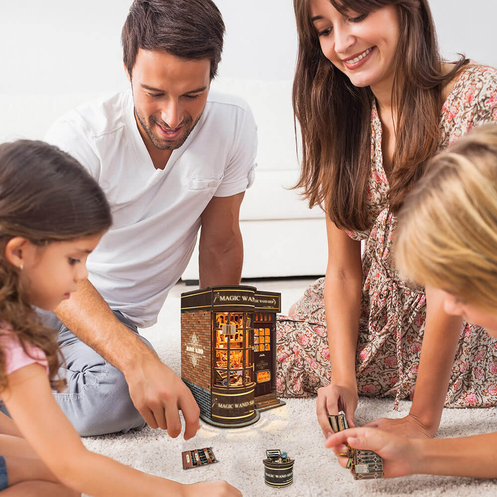 DIY Book Nook Kit | NookTales Miniature Wizard Shop with LED Lights