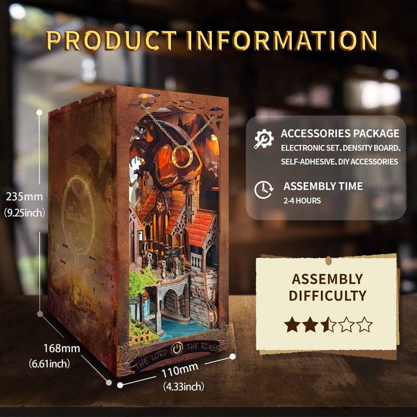 Magic DIY Book Nook Kit | NookTales Fantasy Miniature with Dragon & Castle