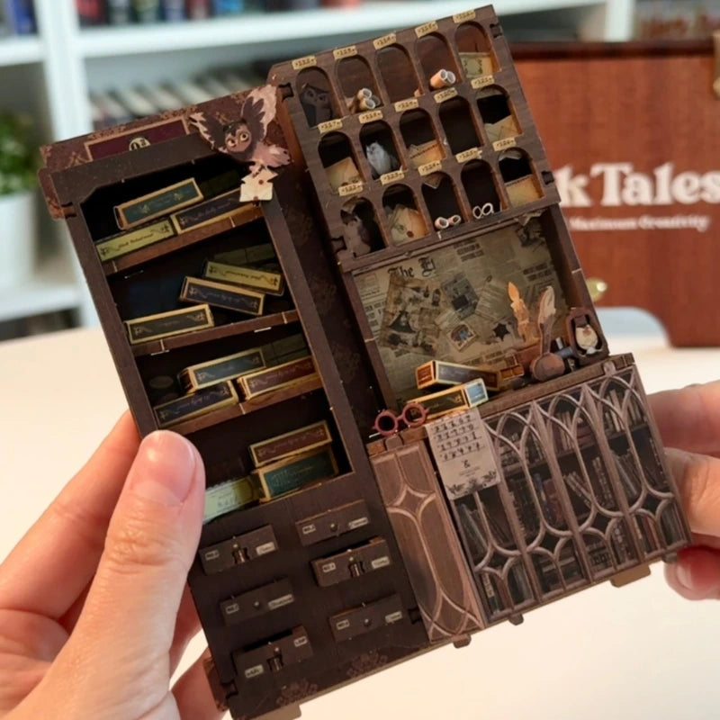 DIY Book Nook Kit | NookTales Miniature Wizard Shop with LED Lights