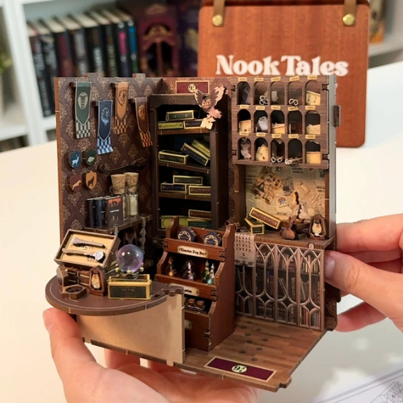 DIY Book Nook Kit | NookTales Miniature Wizard Shop with LED Lights