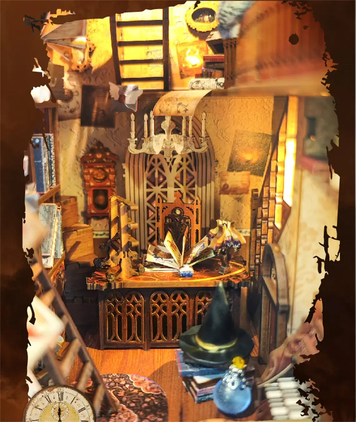 NookTales Enchanted Book Nook – LED Wizard Library Diorama Kit