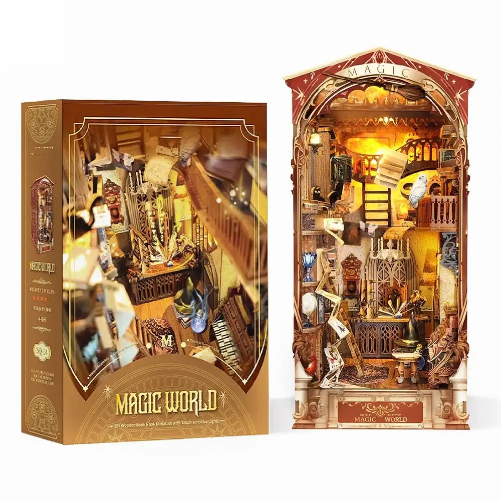 NookTales Enchanted Book Nook – LED Wizard Library Diorama Kit