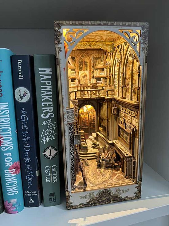 Scriptorium Nook Fantasy Library Book Nook - White & Gold Baroque Decor | NookTales