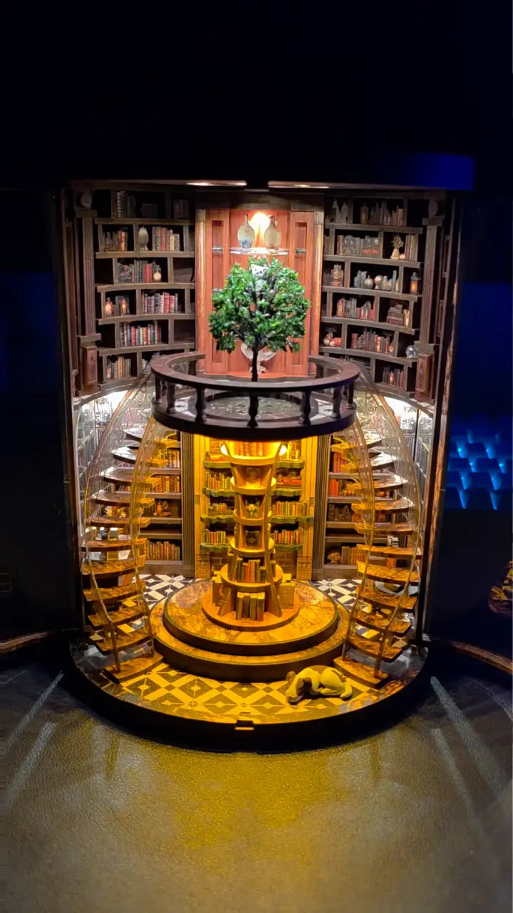 Wisdom Library Corner Wisdom Library DIY Book Nook Kit Grand Circular Miniature Library Hall ...